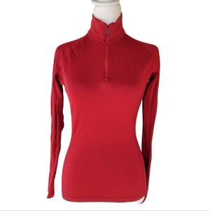Icebreaker Oasis Half Zip Bodyfit 200 Merino Wool Baselayer Red Size Small